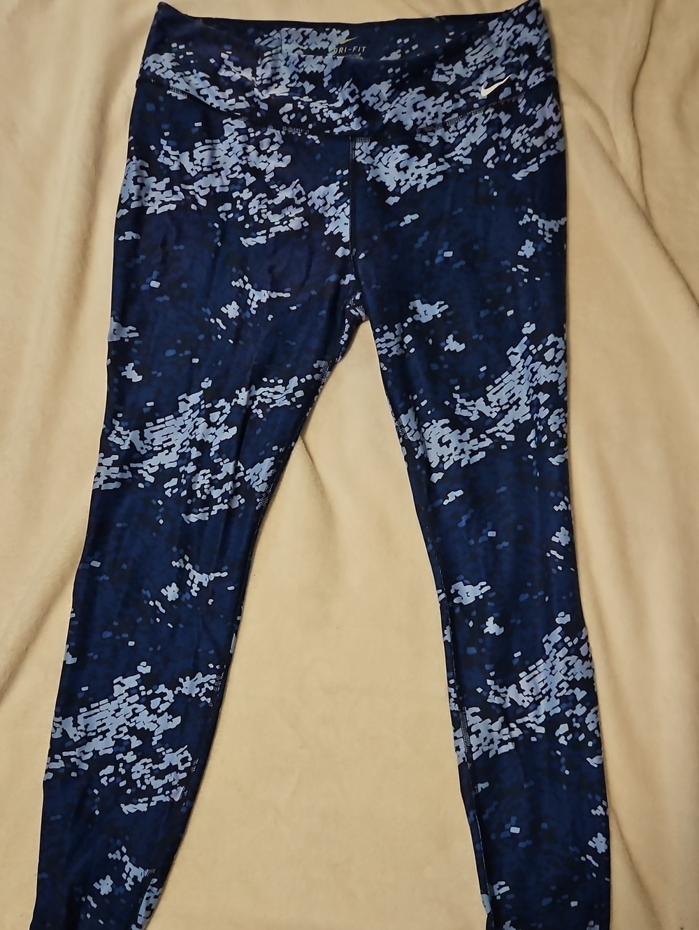 Nike Navy and Light Blue Pixel Print Leggings